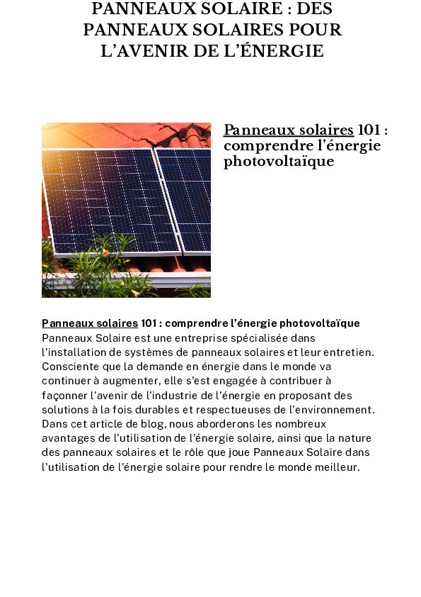 panneaux-photovoltaiques-avenir Appel à l'installation de panneaux photovoltaïques : un choix pour l'avenir