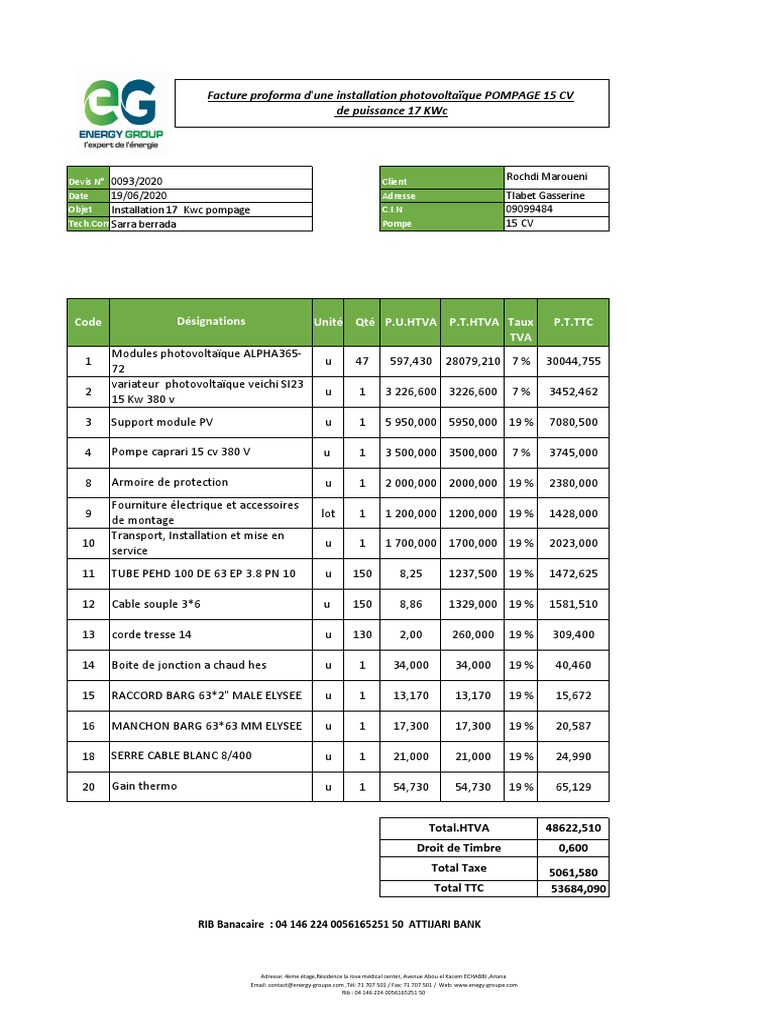 facture-proforma-maintenance-photovoltaique exemple facture preforma maintenance d'une installation photovoltaique