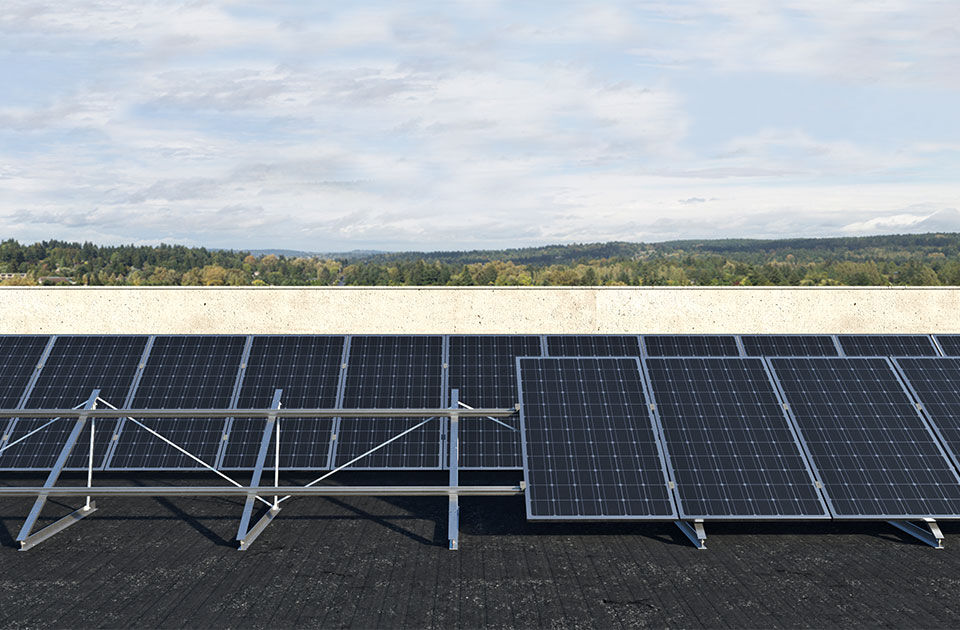 panneau-photovoltaique-toit-plat-1 installation panneau photovoltaique sur toit plat
