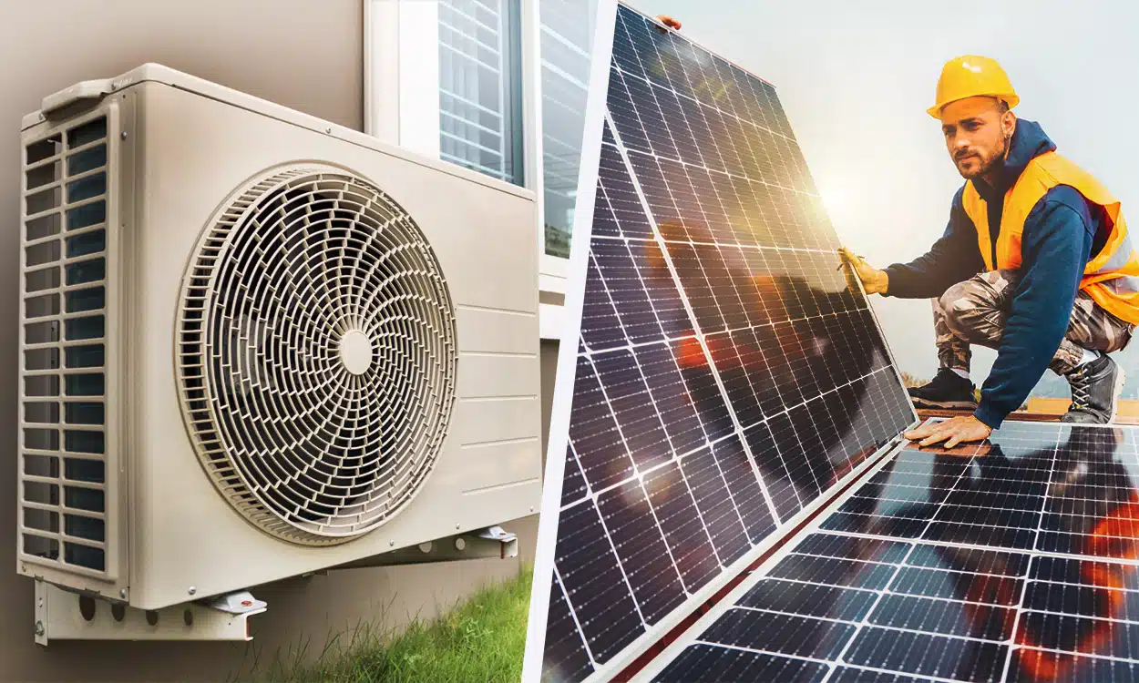 pompe-a-chaleur-et-panneaux-photovoltaiques Découvrez comment une pompe à chaleur couplée à des panneaux photovoltaïques peut réduire votre facture d'énergie de moitié !