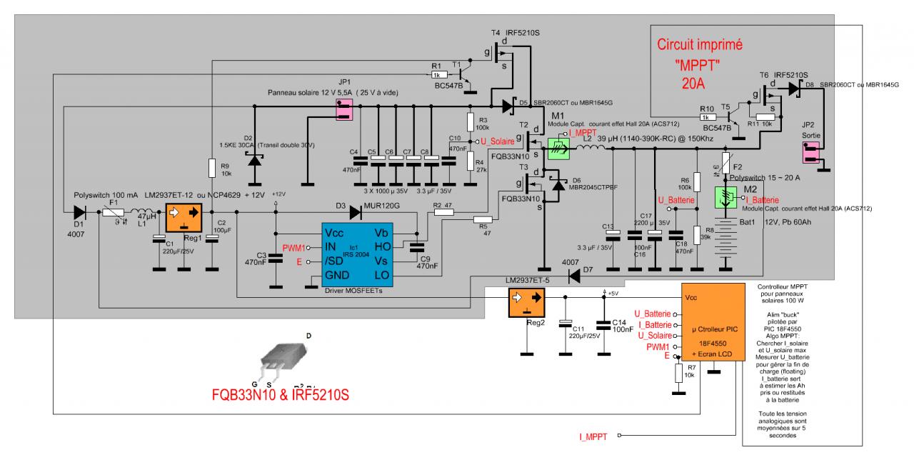 schema-installation-photovoltaique-mppt schéma d'une installation photovoltaique avec un regulateur mppt