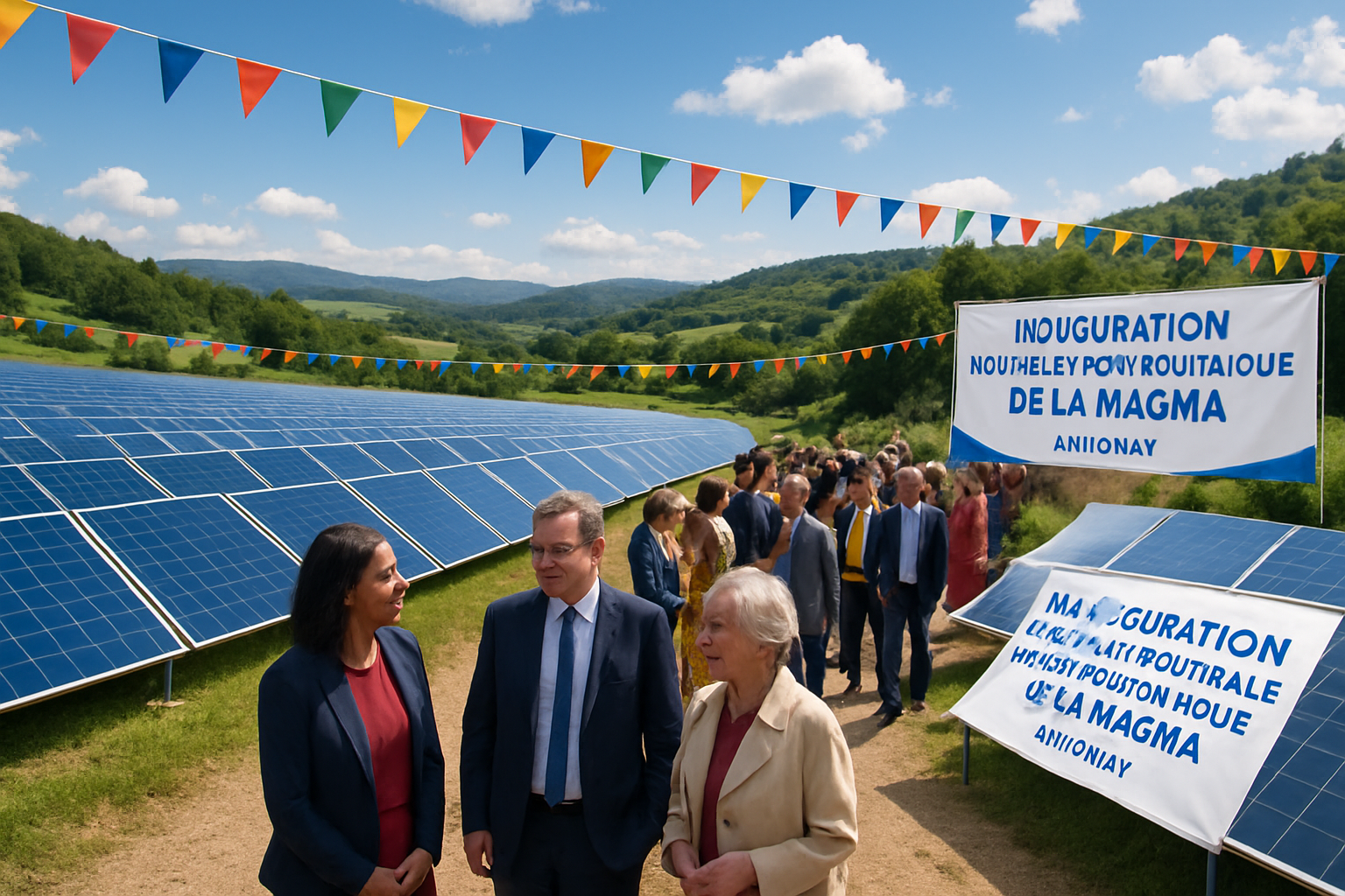 cérémonie d'inauguration d'une centrale photovoltaïque durable, symbole d'engagement pour les énergies renouvelables et la transition écologique.